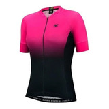 Camisa De Ciclismo Feminina Free Force Sport Dual - Preto+pi