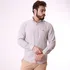 Camisa De Linho Gola Com Botôes Manga Longa Cinza