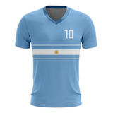 Camisa Dryfit Futebol Argentina Infantil Juvenil Proteção Uv