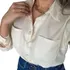 Camisa Feminina Alongada Manga Longa Com Linho.