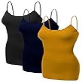 Camisa Feminina Básica Casual Longa Com Alça Ajustável Da Emmalise, 3pk - Black, Navy, Mustard, Small