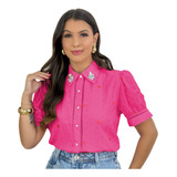 Camisa Feminina Bordada Coracao
