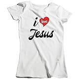 Camisa Feminina Cristã Evangélica I Love Jesus Crist 027 Tamanho:p;cor:branco