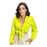 Camisa Feminina Cropped Curta