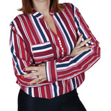 Camisa Feminina Listrada Social
