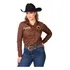 Camisa Feminina Radade Original New Western Bordada Marrom