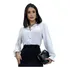 Camisa Feminina Social Manga Longa Bufante Lastex Crepe Duna