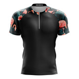 Camisa Floral Flamingo Curta