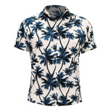 Camisa Floral Promoção Praia Camiseta Manga Curta Masculina