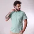 Camisa Gola Oxford Masculina Manga Curta Cor Verde Claro