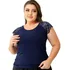 Camisa Gola Redonda E Renda Premium Na Manga