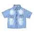 Camisa Jeans Azul Bêbe Manga Curta
