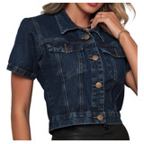 Camisa Jeans Feminina Cropped