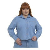 Camisa Jeans Feminina Plus