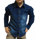 Camisa Jeans Juvenil Masculina Menino Criança Premium 10a16 