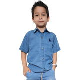 Camisa Jeans Manga Curta