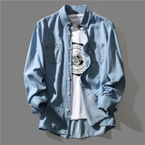 Camisa Jeans Masculina And  Casual  Manga Comprida  Jaqueta