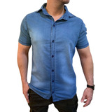 Camisa Jeans Masculina Azul