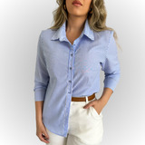 Camisa Listrada Feminina Alongada