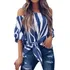 Camisa M Feminina Listrada Na Cintura, Blusa Curta Sl