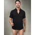 Camisa Maculina Gola Padre Viscolinho Manga Curta Slim Fit