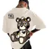 Camisa Malha Importada Camiseta Oversized Urso Off Wite