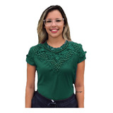 Camisa Manga Curta Feminina Moda Evangélica Linda Sku:b13