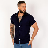 Camisa Manga Curta Masculina Viscolinho Slim Fit