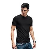 Camisa Masculina Básica Algodão Blusa Premium Neutra Fio 30.1 (br, Alfa, Gg, Regular, Preto)