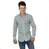 Camisa Masculina Microxadrez Manga