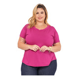 Camisa Plus Size Feminina Malha Fria Básica Moda Evangélica