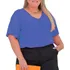 Camisa Plus Size Social Gola V Botões Encapados Feminina