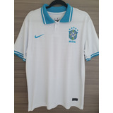 Camisa Polo Branca E Azul Do Brasil, Masculina, Dry Fit.