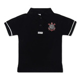 Camisa Polo Infantil Preto Do Corinthians Oficial Licenciado