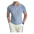 Camisa Polo Masculina Suéter De Tricô Com Lapela Listrada