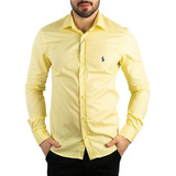 Camisa Ralph Lauren Algodão Custom Fit Amarela