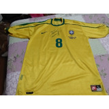  Camisa Seleção Brasil Copa 98 , Dunga Autografada N°8, Rara