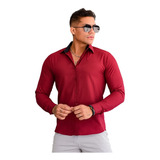 Camisa Slim Manga Longa Social Masculina Sem Bolso Executivo