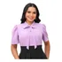 Camisa Social Feminina Manga Curta Seda Acetinada Elegante