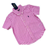 Camisa Social Infantil Xadrez Rosa Original Ralph Lauren