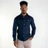 Camisa Social Masculina Algodão Slim Azul Marinho