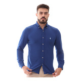 Camisa Social Masculina Azul