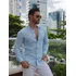 Camisa Social Masculina Gola Padre Linho Premium Moda Luxo