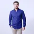 Camisa Social Masculina Manga Longa Azul Logo Bordada Oxford