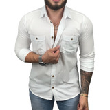 Camisa Social Masculina Manga