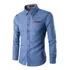 Camisa Social Masculina Slim Fit Manga Longa Cor Jeans