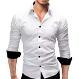 Camisa Social Masculino Manga Longa Slim Fit Não Amassa