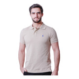 Camisa Social Piquet Bege Manga Curta Gola Polo Original