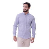 Camisa Social Skin Manga Longa Mescla Azul Premium Original