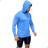 Camisa Térmica Masculina Com Capuz Proteção Solar Uv50 